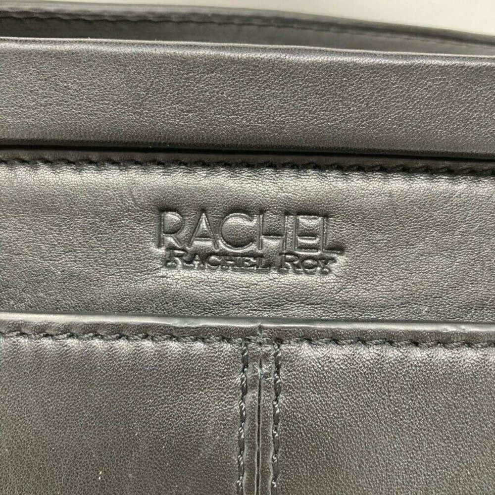 NEW Rachel Roy Womens Crossbody Bag Black Leather Magnetic Snap Wood Handle - Picture 9 of 9